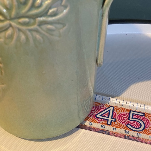 Studio Art Pottery Pitcher / Vase Impressed Floral motif/ applied handle signed - Picture 10 of 10